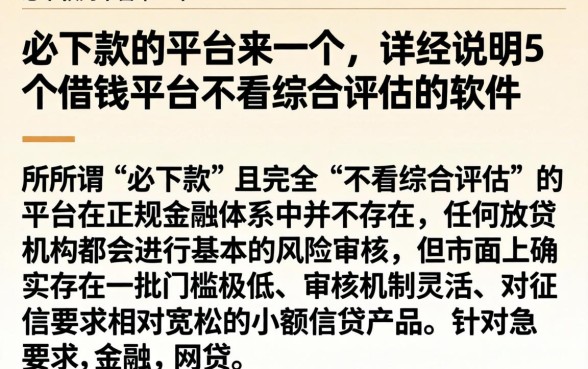 必下款的平台来一个，详尽说明5个借钱平台不看综合评估的软件