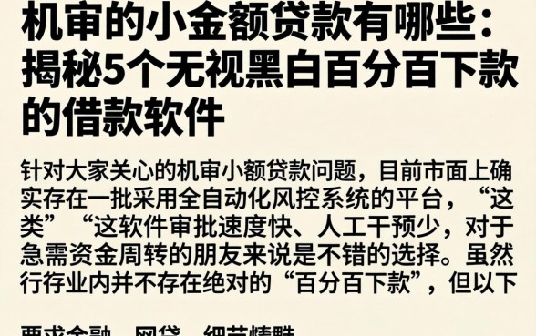 机审的小额贷款有哪些，揭秘5个无视黑白百分百下款的借款软件