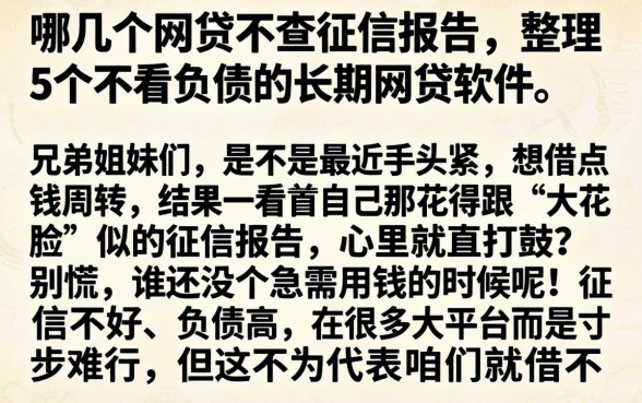 哪几个网贷不查征信报告,整理5个不看负债的长期网贷软件