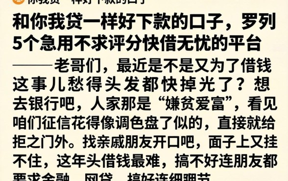 和你我贷一样好下款的口子，罗列5个急用不求评分快借无忧的平台
