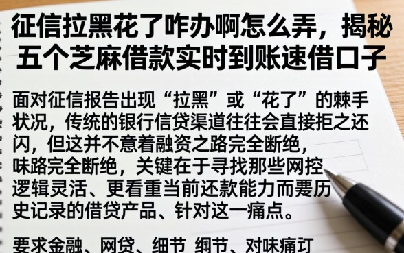 征信拉黑花了咋办啊怎么弄，揭秘五个芝麻借款实时到账速借口子