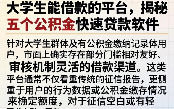 大学生能借款的平台，揭秘五个公积金快速贷款软件