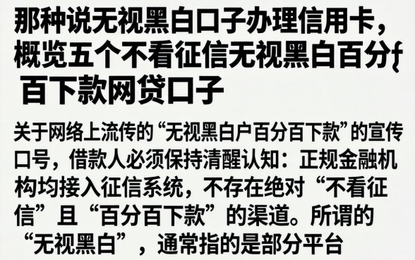 那种说无视黑白口子办理信用卡，概览五个不看征信无视黑白百分百下款网贷口子