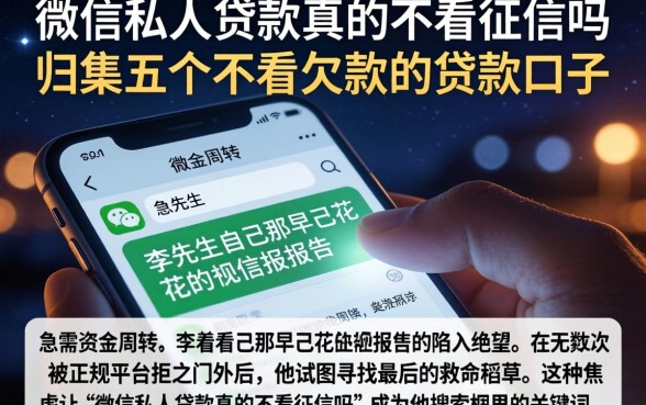微信私人贷款真的不看征信吗，归集五个不看欠款的贷款口子