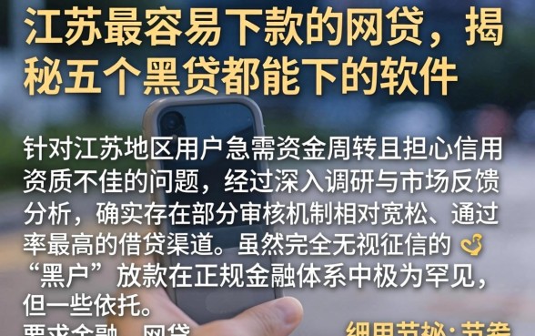 江苏最容易下款的网贷,揭秘五个黑户都能下的软件