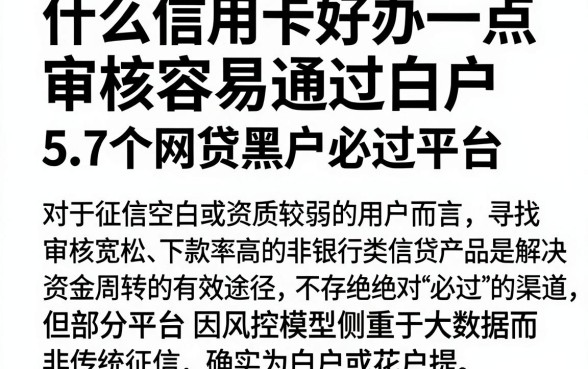 什么信用卡好办一点审核容易通过白户，整理5个网贷黑户必过平台