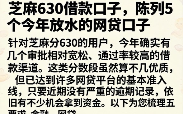 芝麻630借款口子，陈列5个今年放水的网贷口子