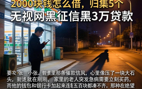 2000块钱怎么借，归集5个无视网黑征信黑3万贷款