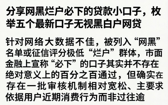 分享网黑烂户必下的贷款小口子，枚举五个最新口子无视黑白户网贷