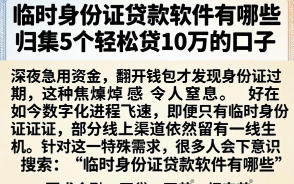 临时身份证贷款软件有哪些，归集5个轻松贷10万的口子