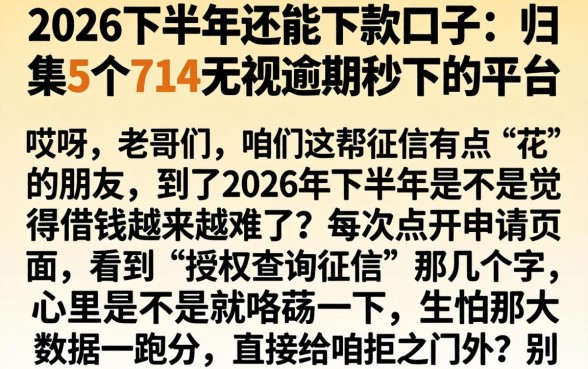 2026下半年还能下款的口子，归集5个714无视逾期秒下的平台
