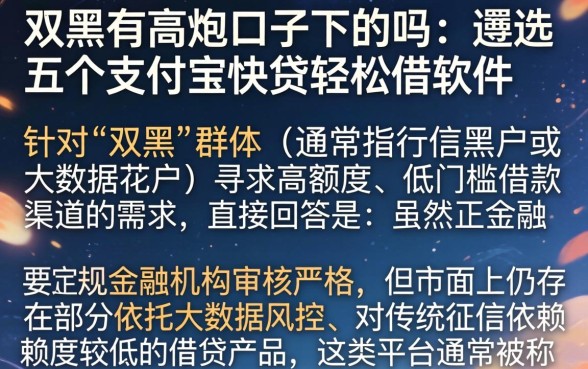 双黑有高炮口子下的吗，遴选五个支付宝快贷轻松借软件