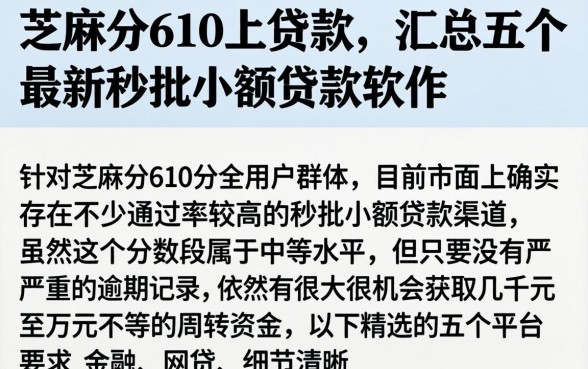 芝麻分610上贷款,汇总五个最新秒批小额贷款软件