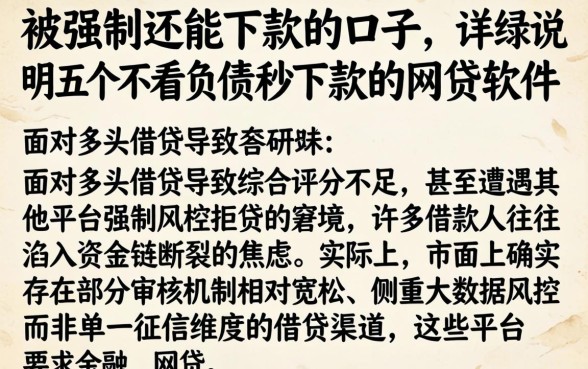 被强制还能下款的口子，详尽说明五个不看负债秒下款的网贷软件