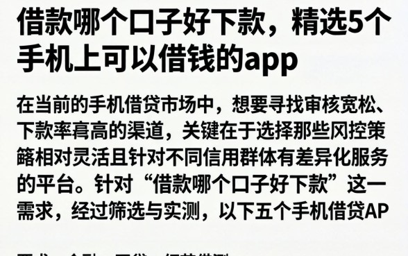 借款哪个口子好下款，精选5个手机上可以借钱的app