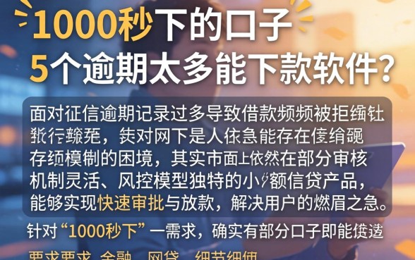 1000秒下的口子，详细阐述5个逾期太多能下款软件