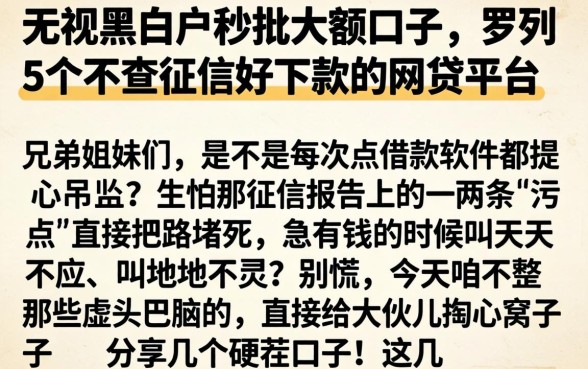 无视黑白户秒批大额口子,罗列5个不查征信好下款的网贷平台