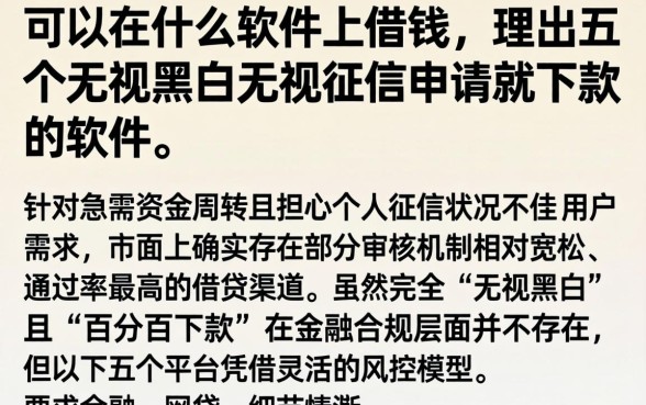 可以在什么软件上借钱，理出五个无视黑白无视征信申请就下款的软件