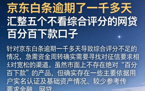京东白条逾期了一千多天，汇整五个不看综合评分的网贷百分百下款口子
