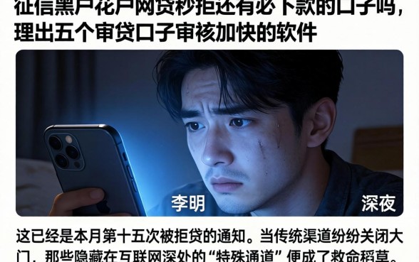 征信黑户花户网贷秒拒还有必下款的口子吗，理出五个审贷口子审核加快的软件