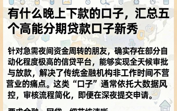有什么晚上下款的口子，汇总五个高能分期贷款口子新秀