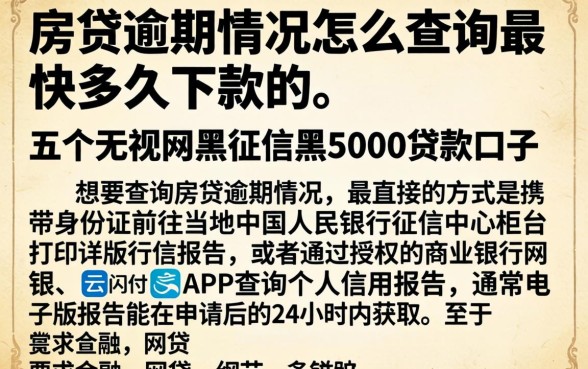 房贷逾期情况怎么查询最快多久下款的，详细阐述五个无视网黑征信黑5000贷款口子