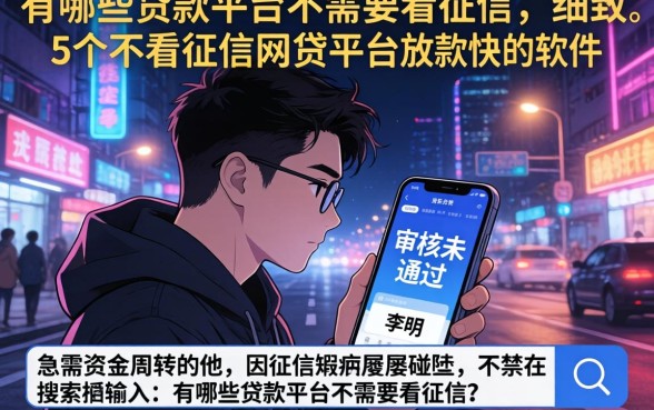 有哪些贷款平台不需要看征信，细致阐述5个不看征信网贷平台放款快的软件