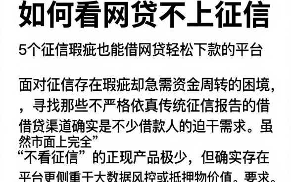 如何看网贷不上征信,概览5个征信瑕疵也能借网贷轻松下款的平台