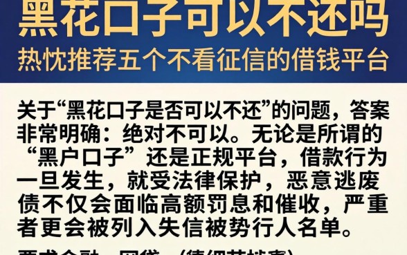 黑花口子可以不还吗，热忱推荐五个不看征信的借钱平台