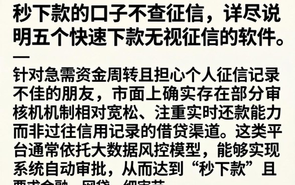 秒下款的口子不查征信，详尽说明五个快速下款无视征信的软件