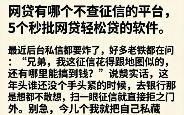 网贷有哪个不查征信的平台，详尽说明5个秒批网贷轻松贷的软件