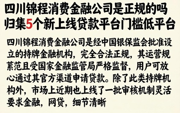 四川锦程消费金融公司是正规的吗,归集5个新上线贷款平台门槛低平台