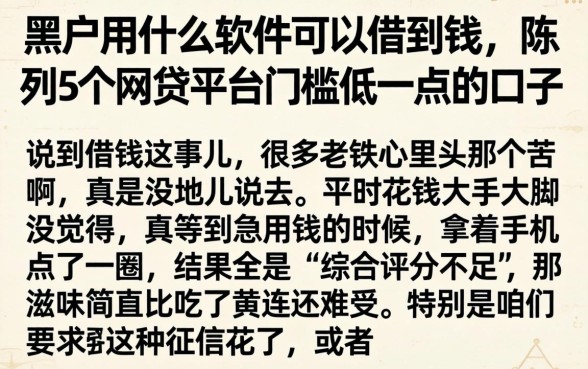 黑户用什么软件可以借到钱，陈列5个网贷平台门槛低一点的口子