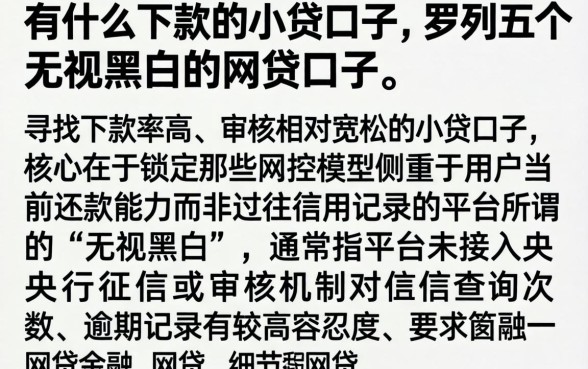 有什么下款的小贷口子,罗列五个无视黑白的网贷口子