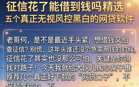 征信花了能借到钱吗，精选五个真正无视风控黑白的网贷软件