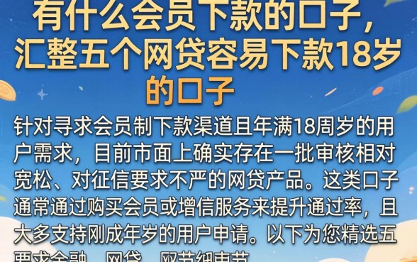 有什么会员下款的口子，汇整五个网贷容易下款18岁的口子