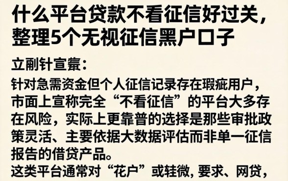 什么平台贷款不看征信好过关,整理5个无视征信黑户口子
