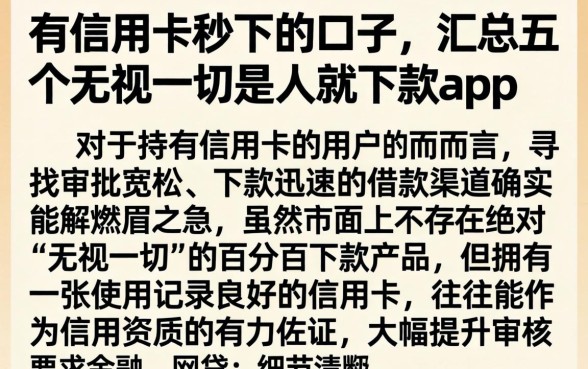 有信用卡秒下的口子，汇总五个无视一切是人就下款app