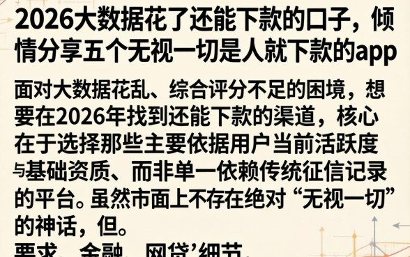 2026大数据花了还能下款的口子，倾情分享五个无视一切是人就下款的app