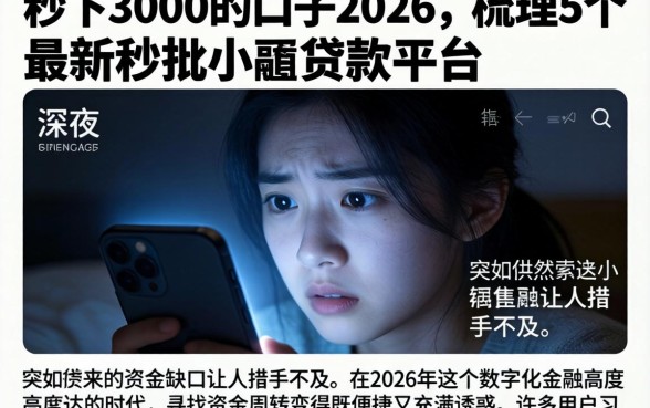 秒下3000的口子2026，梳理5个最新秒批小额贷款平台