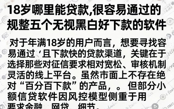 18岁哪里能贷款,很容易通过的,规整五个无视黑白好下款的软件