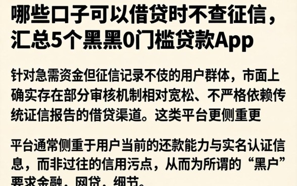 哪些口子可以借贷时不查征信，汇总5个黑户0门槛贷款app