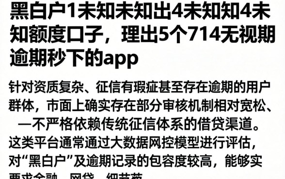 黑白户1未知未知出4未知未知未知额度口子,理出5个714无视逾期秒下的app
