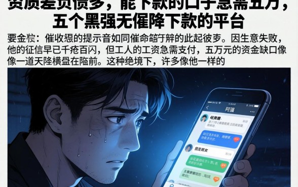 资质差负债多的能下款的口子急需五万，概括五个黑户无条件下款的平台