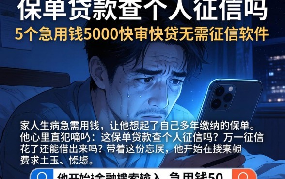 保单贷款查个人征信吗，罗列5个急用钱5000快审快贷无需征信软件