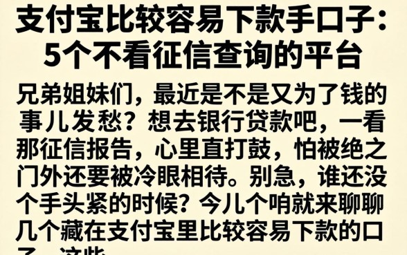 支付宝比较容易下款的口子，概括5个不看征信查询的平台
