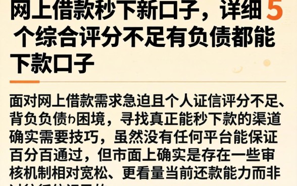 网上借款秒下新口子，详细阐述5个综合评分不足有负债都能下款口子