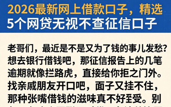 2026最新网上借款口子,精选5个网贷无视不查征信口子