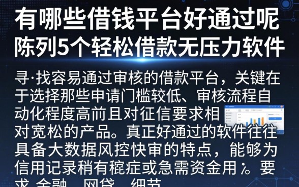 有哪些借钱的平台好通过呢，陈列5个轻松借款无压力软件