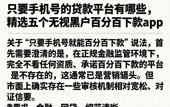 只要手机号的贷款平台有哪些,精选五个无视黑户百分百下款app